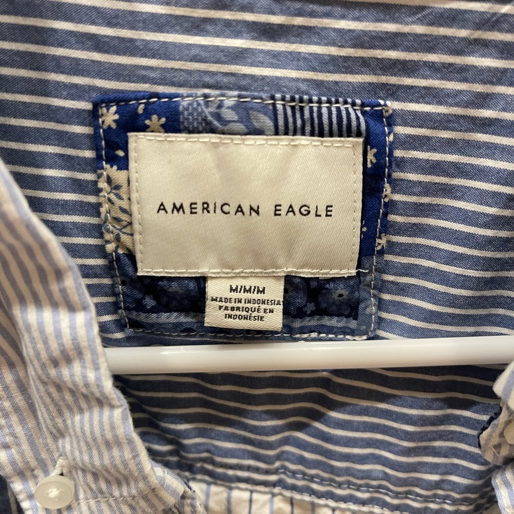 American Eagle Patchwork Stripe Button-Up Shirt B… - image 5